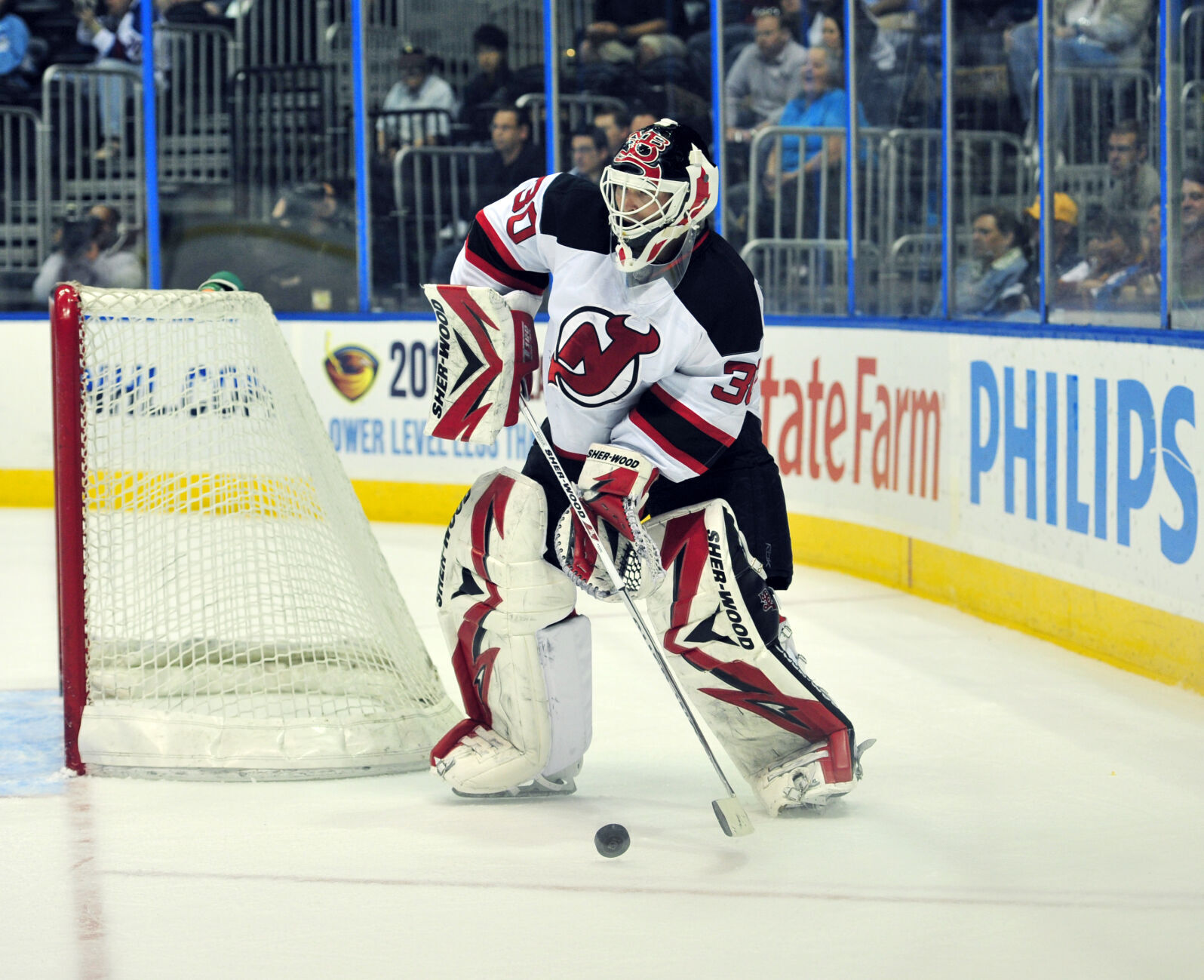 2010: New Jersey’s Martin Brodeur gets his 600th career win